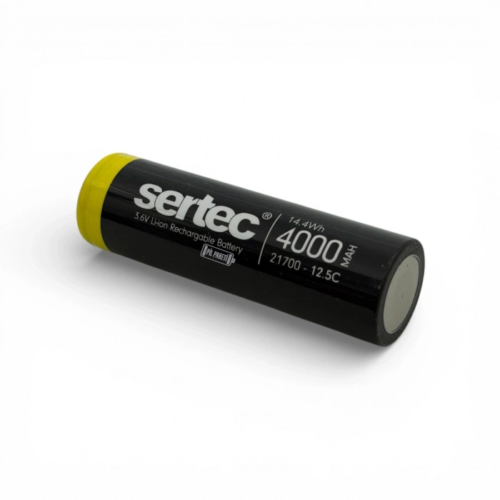 Sertec - Şarjlı Pil - Lityum İyon - 3.7v 4000mAh - 21700 Boy - 50a- Başsız - Min 100 Adet