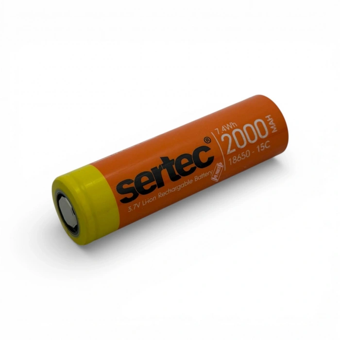 Sertec - Şarjlı Pil - Lityum İyon - 3.7v 2000 mAh - 18650 Boy - 30a - Başsız