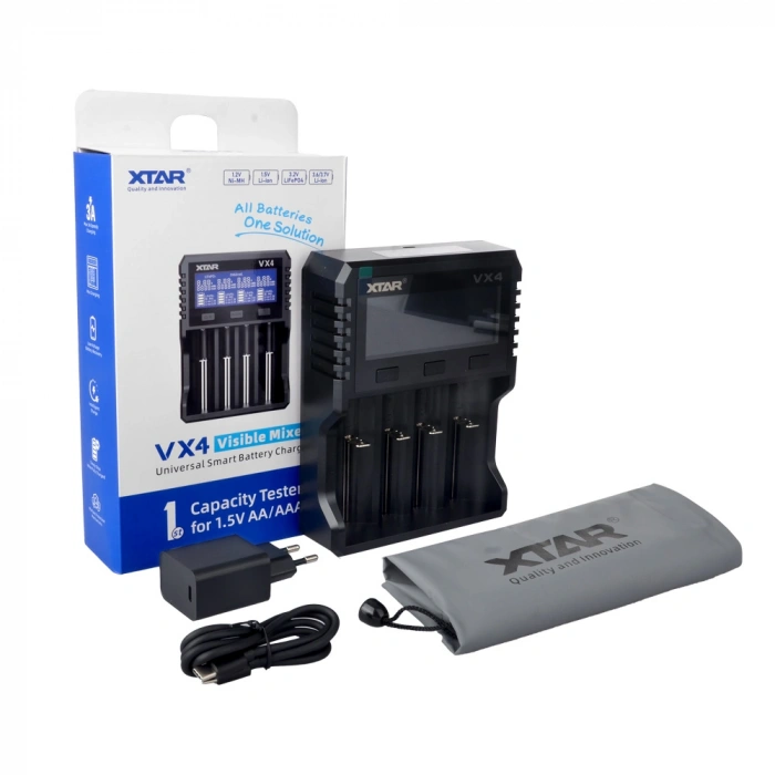 Xtar Visible Mixer VX4 - Taşınabilir LCD Ekranlı Li-ion/Ni-Mh/LiFePO4 Pil Şarj Cihazı - 4lü