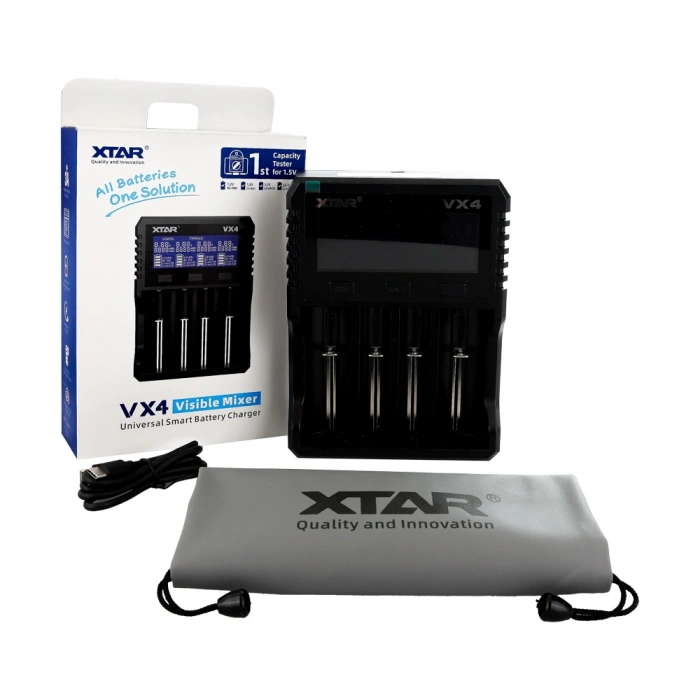 Xtar Visible Mixer VX4 - Taşınabilir LCD Ekranlı Li-ion/Ni-Mh/LiFePO4 Pil Şarj Cihazı - 4lü