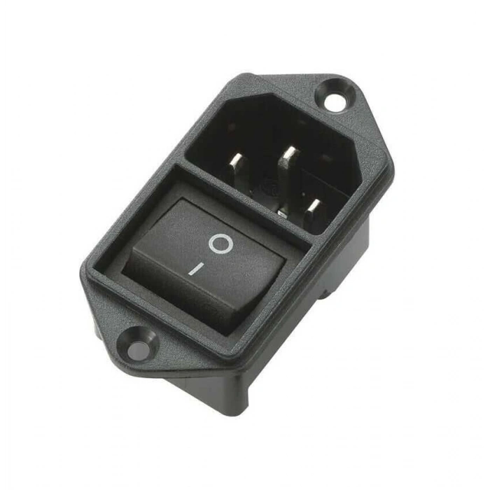 IEC320 Kulaklı Erkek Power Soketi - Anahtarlı Sigortasız