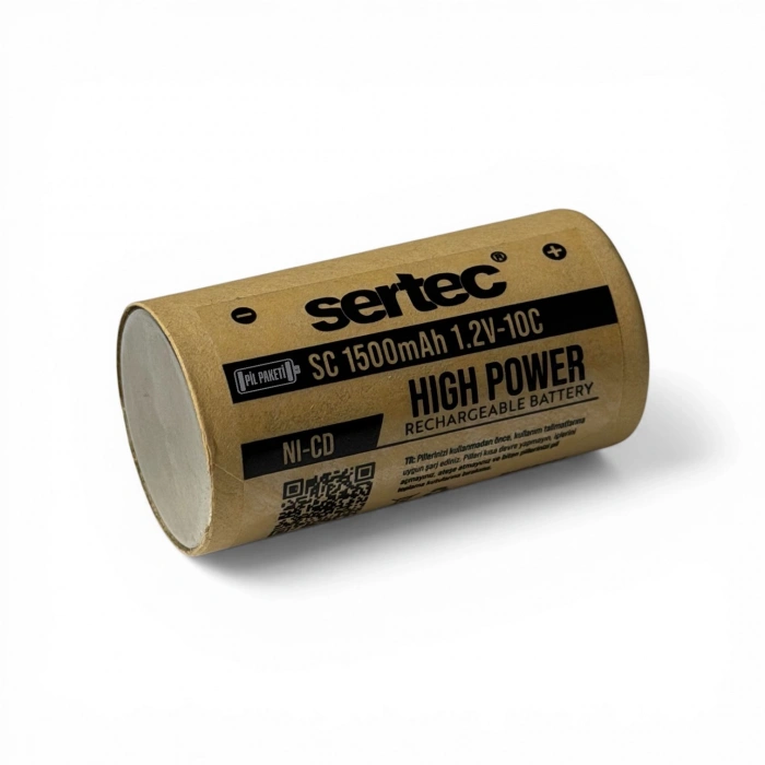 Sertec - Şarjlı Pil - NiCD - 1.2 Volt 1500 mAh - SC Boy - 10c - Başsız