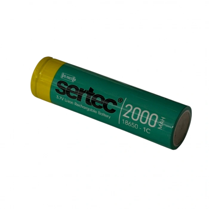 Sertec - Şarjlı Pil - Lityum İyon - 3.7v 2000mAh - 18650 Boy - 1c - Başlı