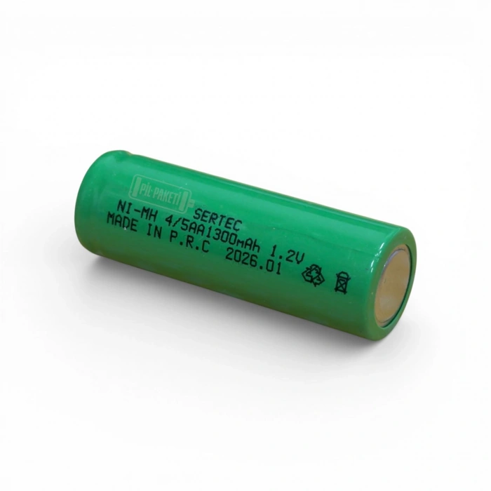 Sertec - Şarjlı Pil - NiMH - 1.2 Volt 1300 mAh - 4/5AA Boy - Başsız