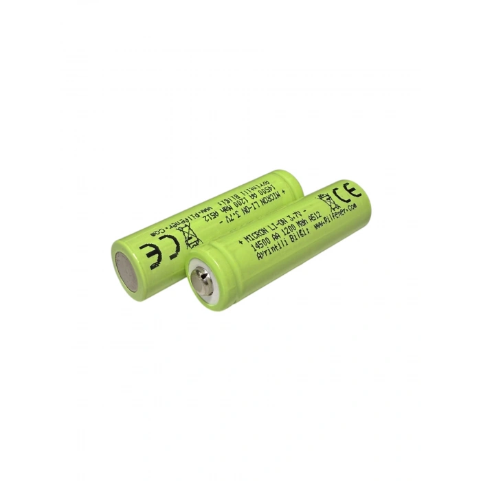 Micron - 14500 Boy - 3.7 Volt 1200 mAh Li-ion Şarjlı Pil - Başlı