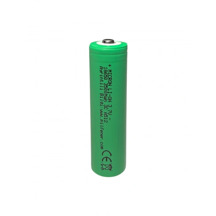 Micron - 18650 Boy - 3.7 Volt 3500 mAh 3C Li-ion Şarjlı Pil -Başlı