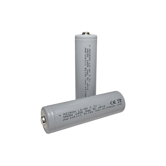 Micron - 18650 Boy - 3.7 Volt 2450 mAh 5C Li-ion Şarjlı Pil - Başlı