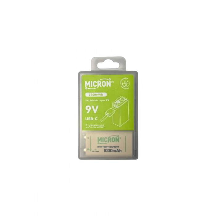 Micron 9 Volt Şarjlı Pil Type-C Girişli