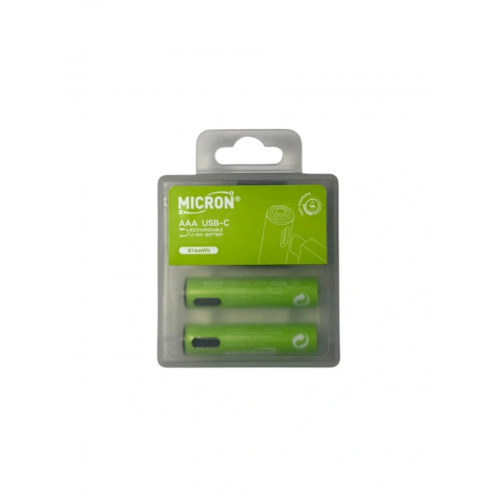Micron - AAA Boy 1.5V 180 mAh Type-C Şarjlı Pil - 2li Paket