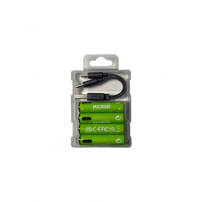 Micron - AAA Boy 1.5V 180 mAh Type-C Şarjlı Pil - 4lü Paket