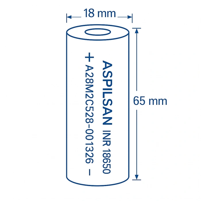 Aspilsan 18650 Pil - 2900 mAh - 25 Amper Deşarj - Min 100 adet