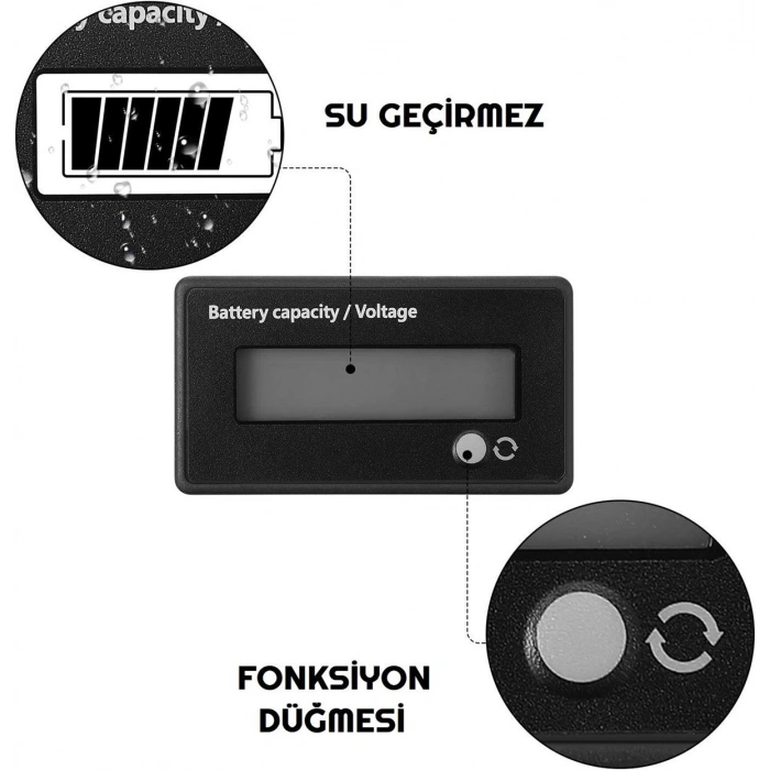 Batarya Kapasite Voltaj Göstergesi 12 Volt - 84 Volt Li-ion | LiFePO4 | Akü
