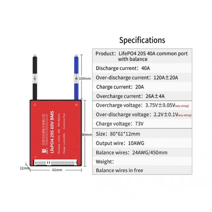 Daly - Lifepo4 Bms - 20s 40a - Balanslı