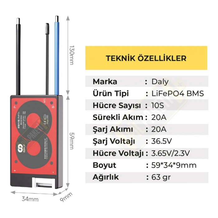 Daly - Lifepo4 Bms - 10s 20a - Balanslı