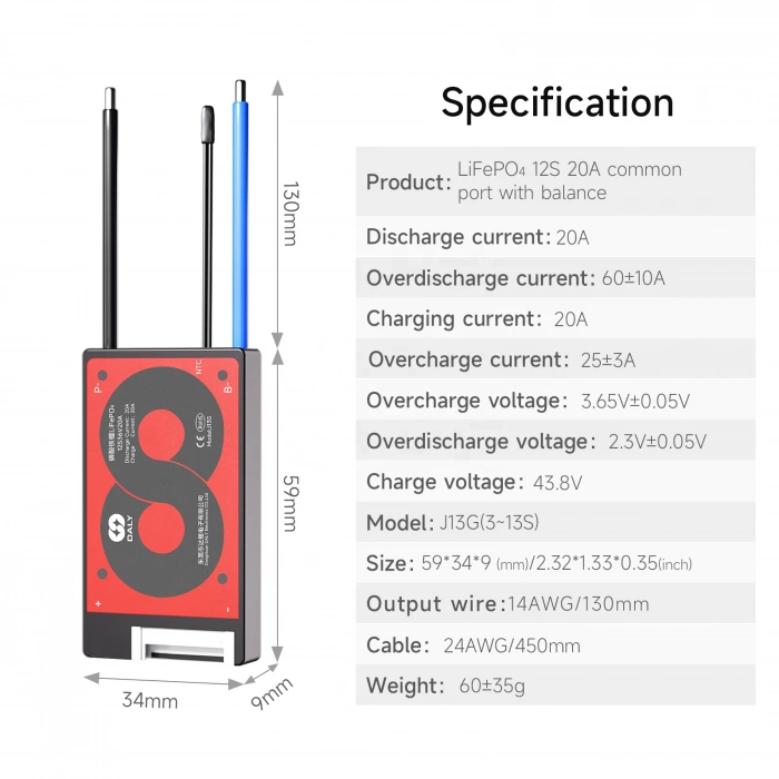 Daly - Lifepo4 Bms - 12s 20a - Balanslı