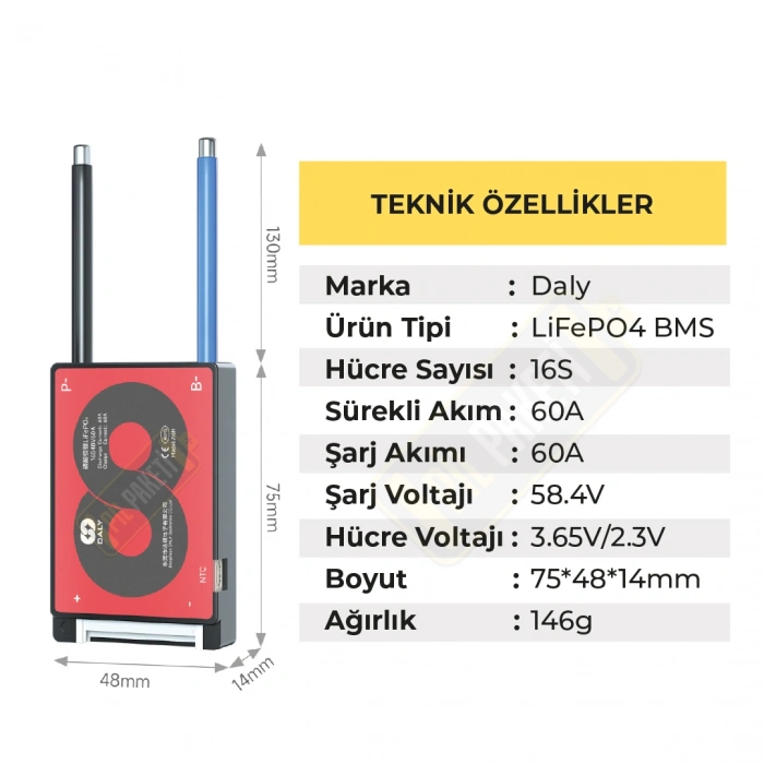 Daly - Lifepo4 Bms - 16s 60a - Balanslı