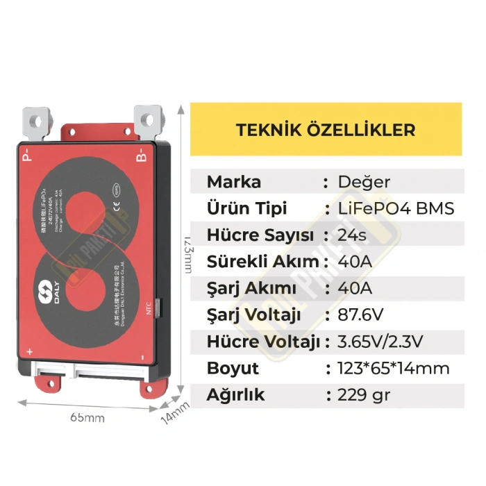 Daly - Lifepo4 Bms - 24s 40a - Balanslı