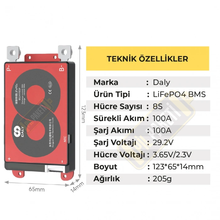 Daly - Lifepo4 Bms - 8s 100a - Balanslı