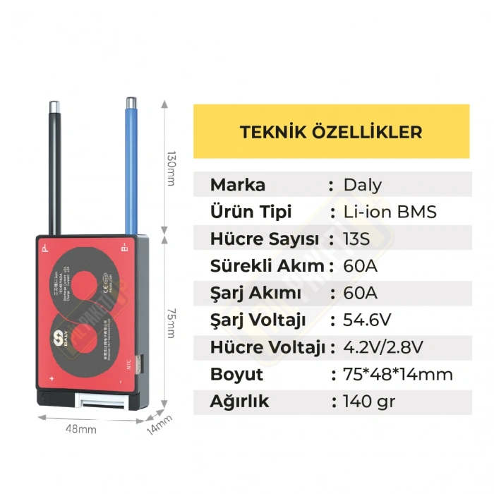 Daly - Lityum İyon Bms - 13s 60a - Balanslı