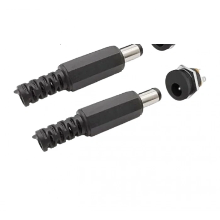 DC Jack Dişi ve DC Şase Erkek 2.1 mm x 5.5 mm Takım