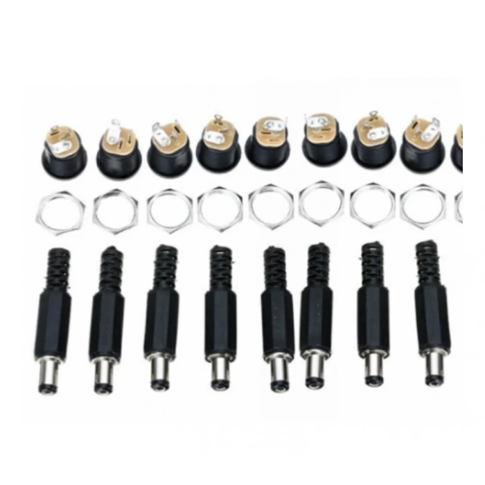 DC Jack Dişi ve DC Şase Erkek 2.1 mm x 5.5 mm Takım