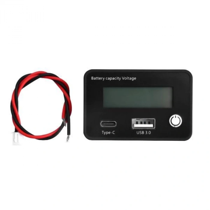 Hızlı Şarjlı LCD Batarya Kapasite / Voltaj Göstergesi 8-30V Lion / LiFePO4 / Akü için (Mavi Aydınlatma)