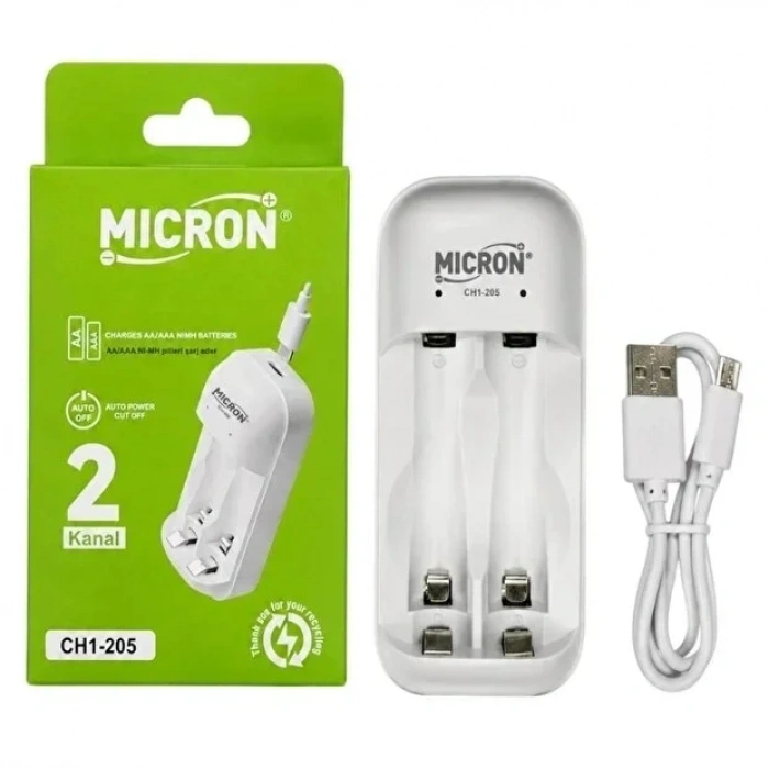 Micron CH1-205 2 Yuvalı AA / AAA Ni-Mh Şarj Cihazı - Type-C
