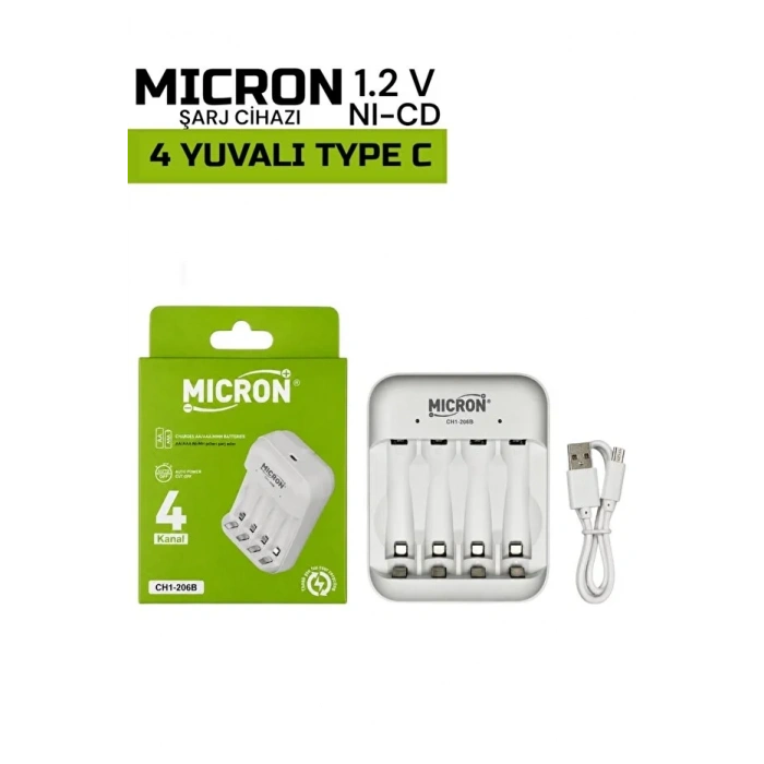 Micron CH1-206B 4 Yuvalı AA / AAA Ni-Mh Şarj Cihazı - Type-C
