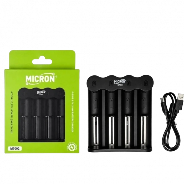 Micron M7002 4 Yuvalı 18650 Li-Ion Pil Şarj Cihazı - Type-C