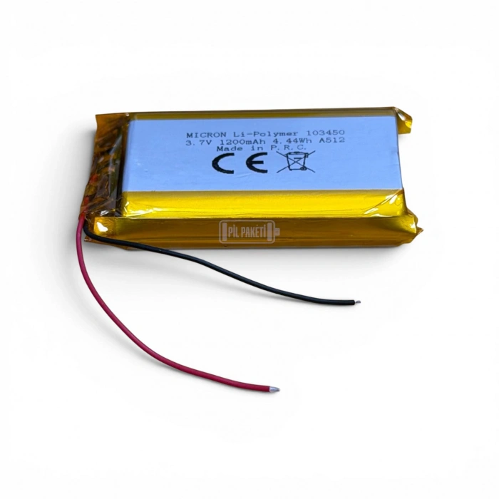 Micron - Polimer Pil - 103450 - 3.7 volt 1200 mAh - Devreli