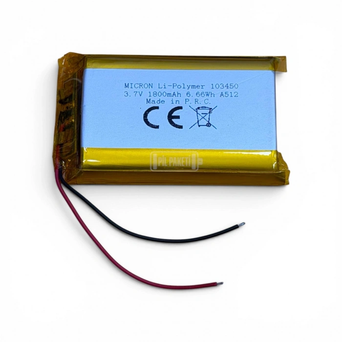 Micron - Polimer Pil - 103450 - 3.7 volt 1800 mAh - Devreli