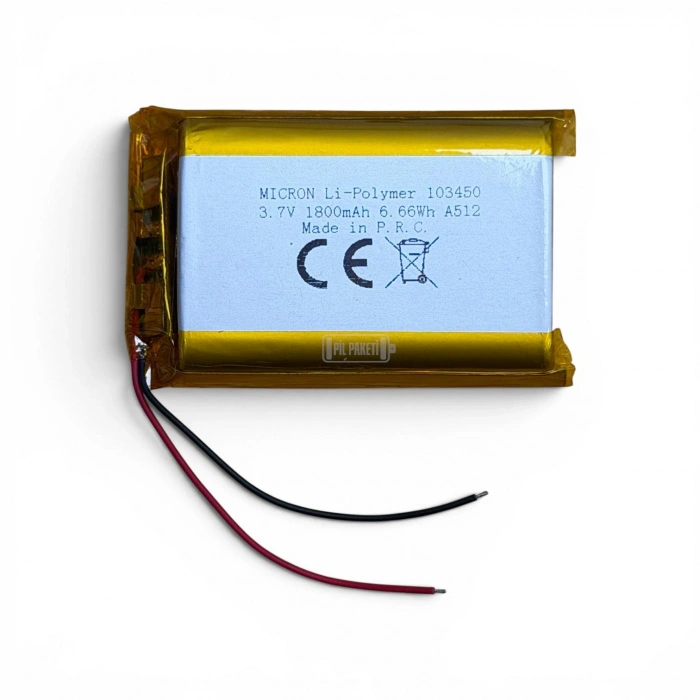 Micron - Polimer Pil - 103450 - 3.7 volt 1800 mAh - Devreli