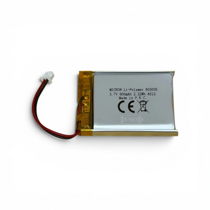 Micron - Polimer Pil - 603035 - 3.7 volt 600 mAh - Devreli