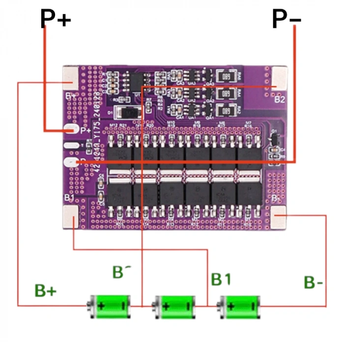 Olt - 3s 40a Lityum İyon Bms - Balanslı - Mor