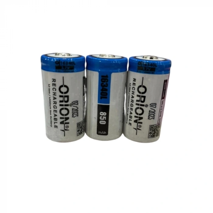 Orion 16340 850mAh 3.7V Li-ion Şarj Edilebilir Pil Başlı