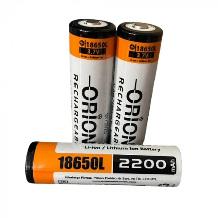 Orion - Şarjlı Pil - Lityum İyon - 3.7v 2200mAh - 18650 Boy - 5c - Başlı