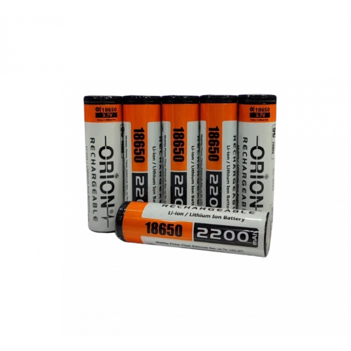 Orion - Şarjlı Pil - Lityum İyon - 3.7v 2200 mAh - 18650 Boy - 5c - Başsız