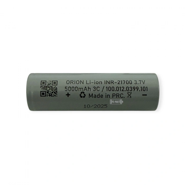 Orion - Şarjlı Pil - Lityum İyon - 3.7v 5000mAh - 21700 Boy - 3c - Başsız - Min Alım 100 Adet
