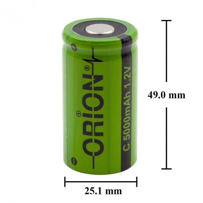 Orion - Şarjlı Pil - Ni-Mh - 1.2v 5000mAh - C Boy - Başsız