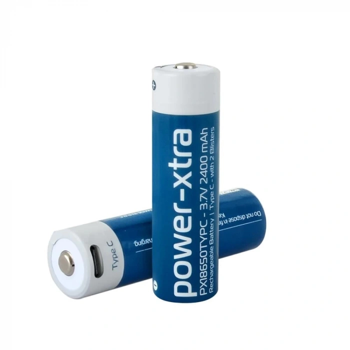 Power-Xtra PX18650TYPC - 3.6V 2400 mAh -18650 - Lityum Şarjlı Pil - Type C - Tekli Blister