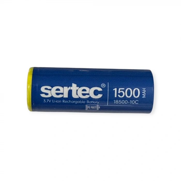 Sertec - 18500 - Lityum İyon - 3.7v 1500mAh - 10c - Şarjlı Pil - Başsız