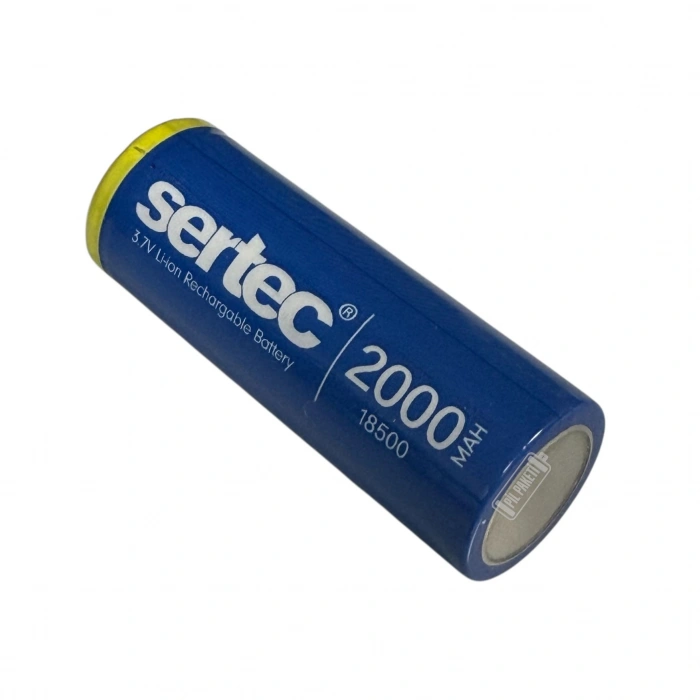 Sertec - 18500 - Lityum İyon - 3.7v 2000 mAh - Şarjlı Pil - Başsız