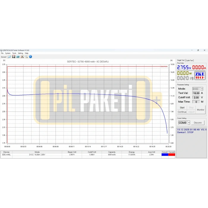 Sertec - 32700 3.2 Volt 6000 mAh Lifepo4 Pil
