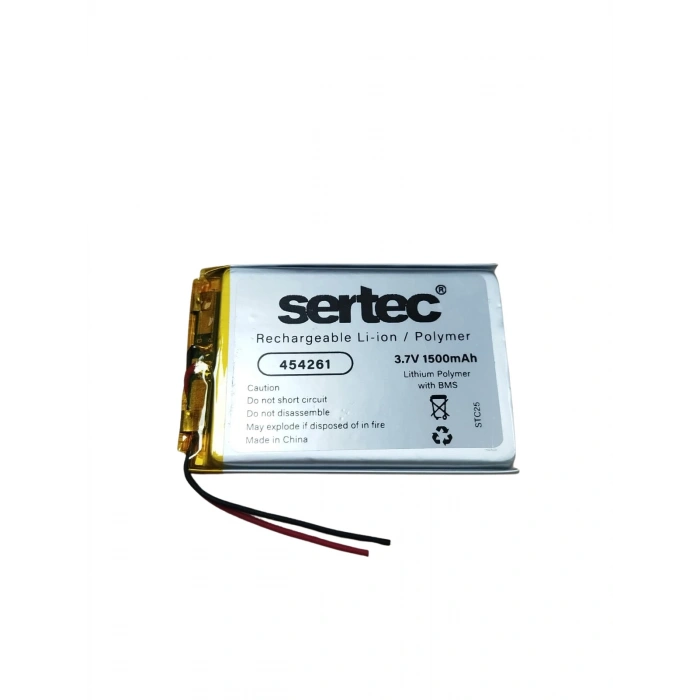 Sertec - Polimer Pil - 454261 - 3.7 volt 1500 mAh - Devreli