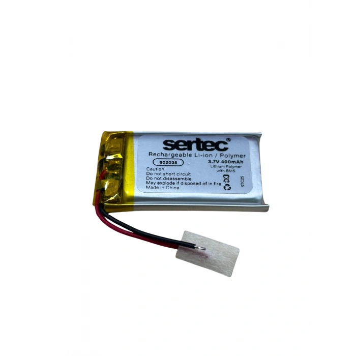 Sertec - Polimer Pil - 602035 - 3.7 volt 400 mAh - Devreli