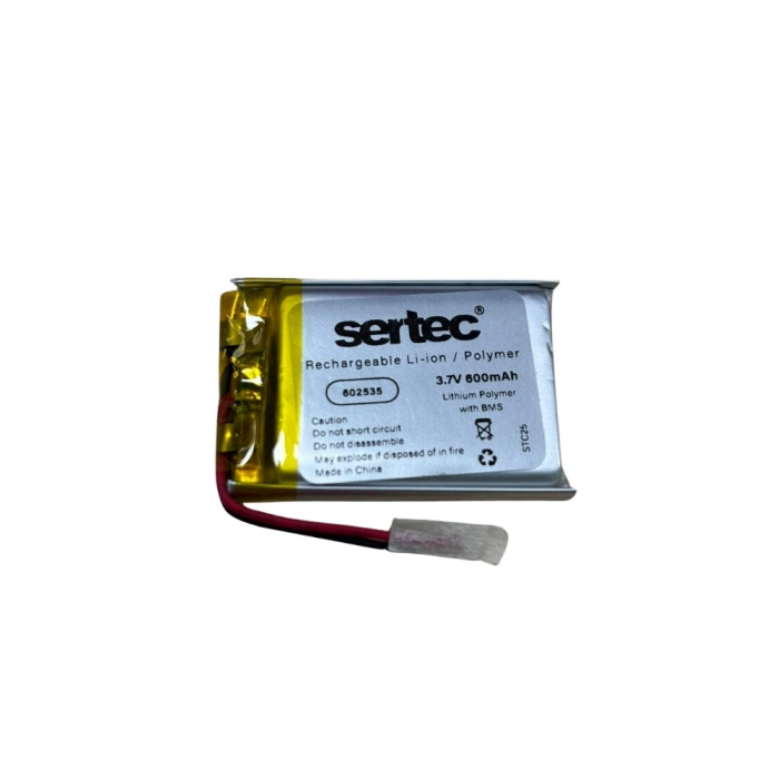Sertec - Polimer Pil - 602535 - 3.7 volt 600 mAh - Devreli