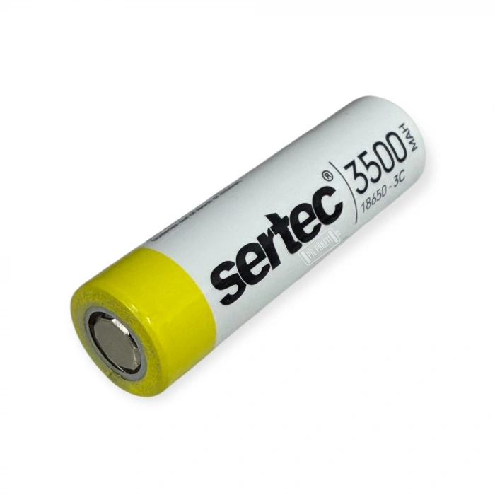 Sertec - Şarjlı Pil - Lityum İyon - 3.7v 3500 mAh - 18650 Boy - 3C - Başsız