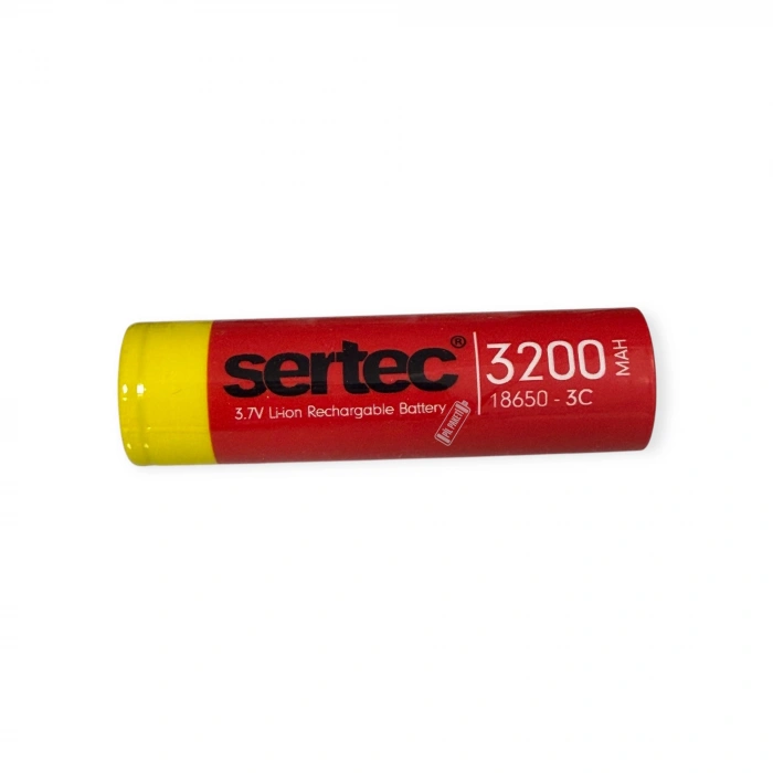 Sertec - Şarjlı Pil - Lityum İyon - 3.7v 3200 mAh - 18650 Boy - 3C - Başsız