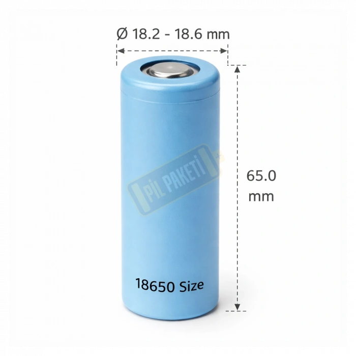 Sertec - Şarjlı Pil - Lityum İyon - 3.7v 2200 mAh - 18650 Boy - 5C - Başsız