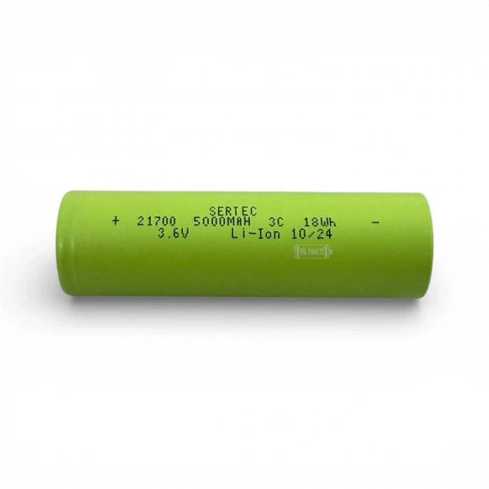 Sertec - Şarjlı Pil - Lityum İyon - 3.7v 5000 mAh - 21700 Boy - 15a - Başsız